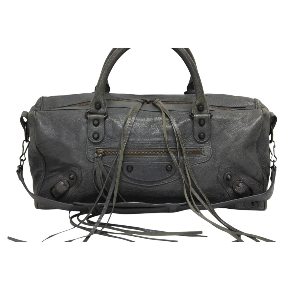 Balenciaga Leather THE gunmetal Gray Black Hardware Bag TWIGGY - Picture 1 of 9